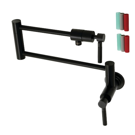 Kingston Brass KS4100DKL Kaiser Wall Mount Pot Filler, Matte Black KS4100DKL